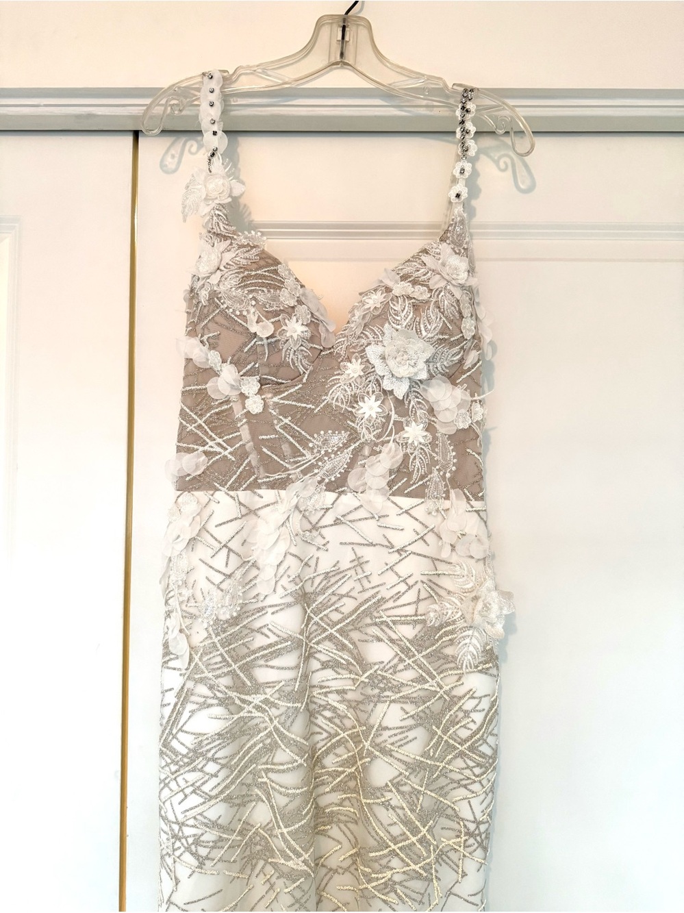 MillaNova White & Nude Lace-Embellished Wedding Dress